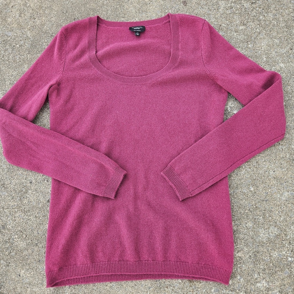 Talbots Womens Cashmere Pink Scoop Neck Sweater Sz XS Luxury Minimalist